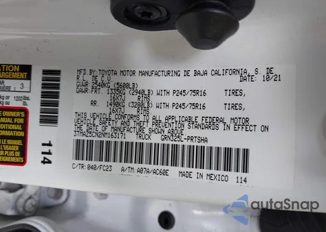 2022 Toyota Tacoma Sr5 V6 from USA, damaged, VIN 3TMAZ5CN2NM163171